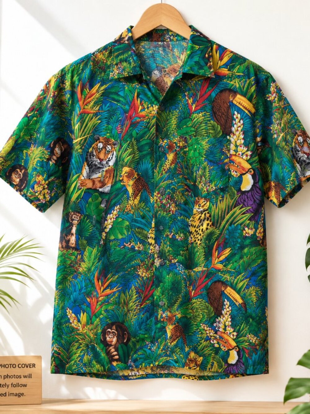 Vintage Cabela’s Jungle Wildlife Gorilla All Over Print Button Down Shirt